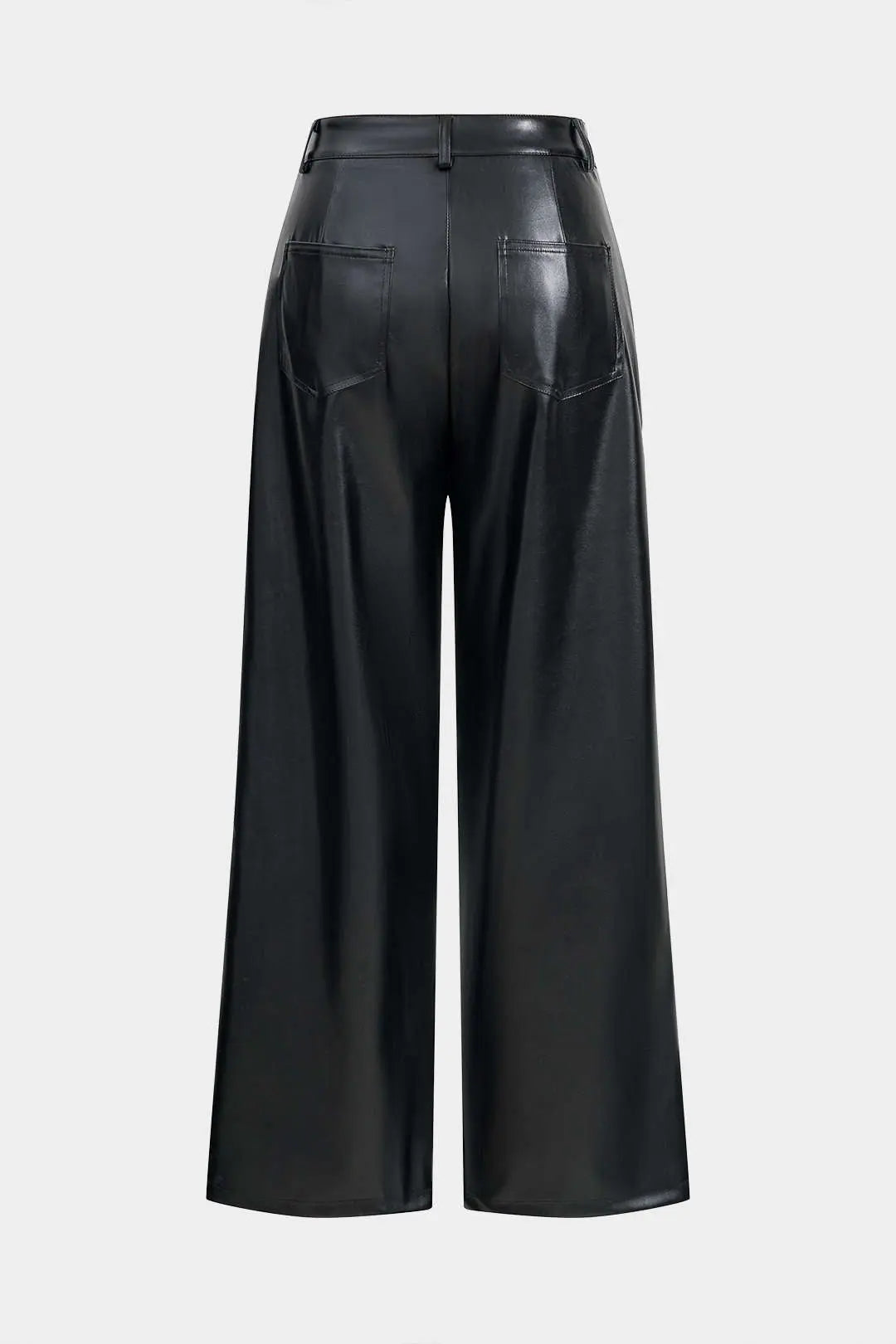 Faux Leather Button Wide Leg Trousers Dreamardi
