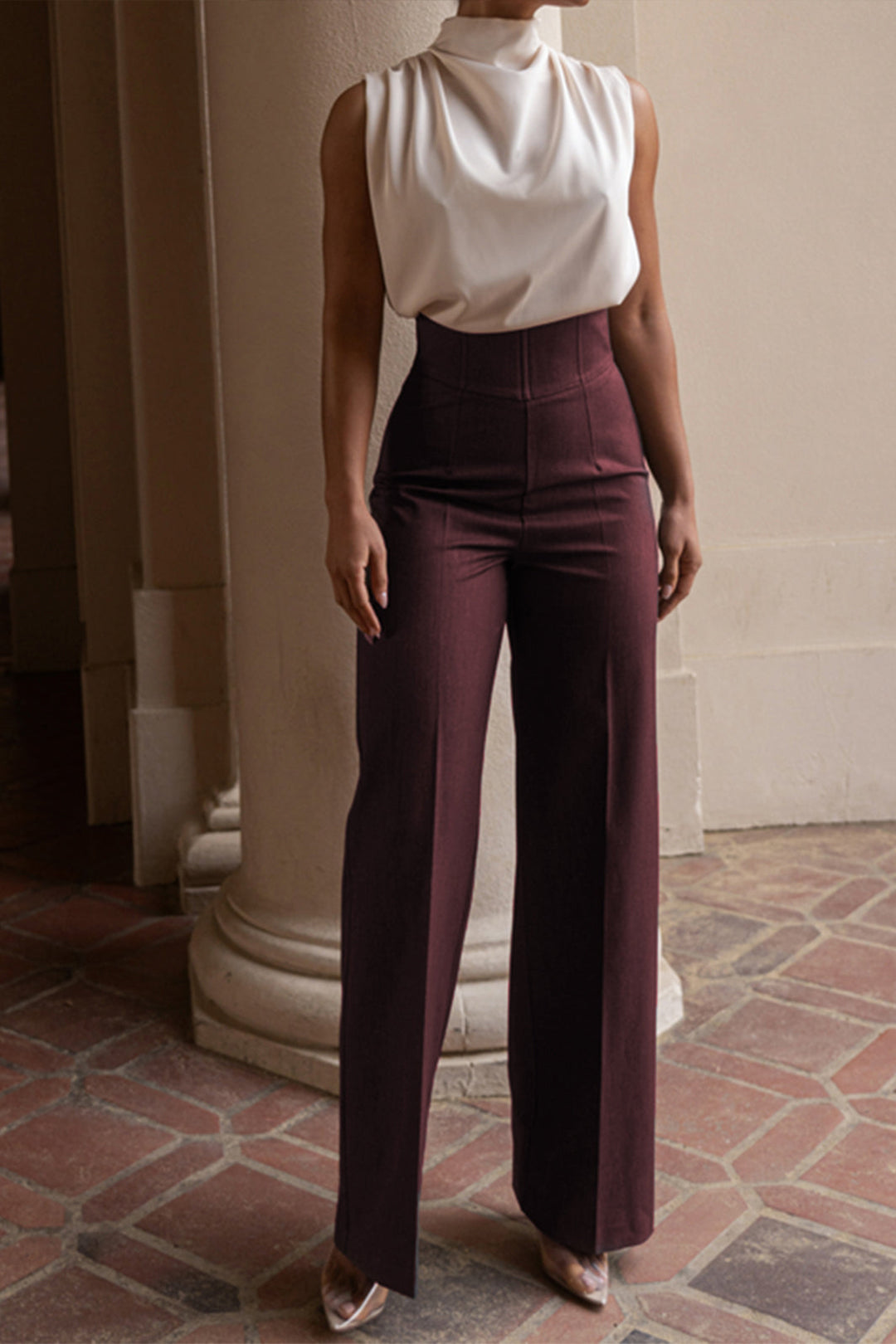 Basic High-Waisted Wide Leg Trousers Dreamardi