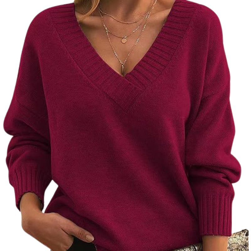 Jemima - Elegant Soft Touch Woman's V-Neck Cashmere Sweater