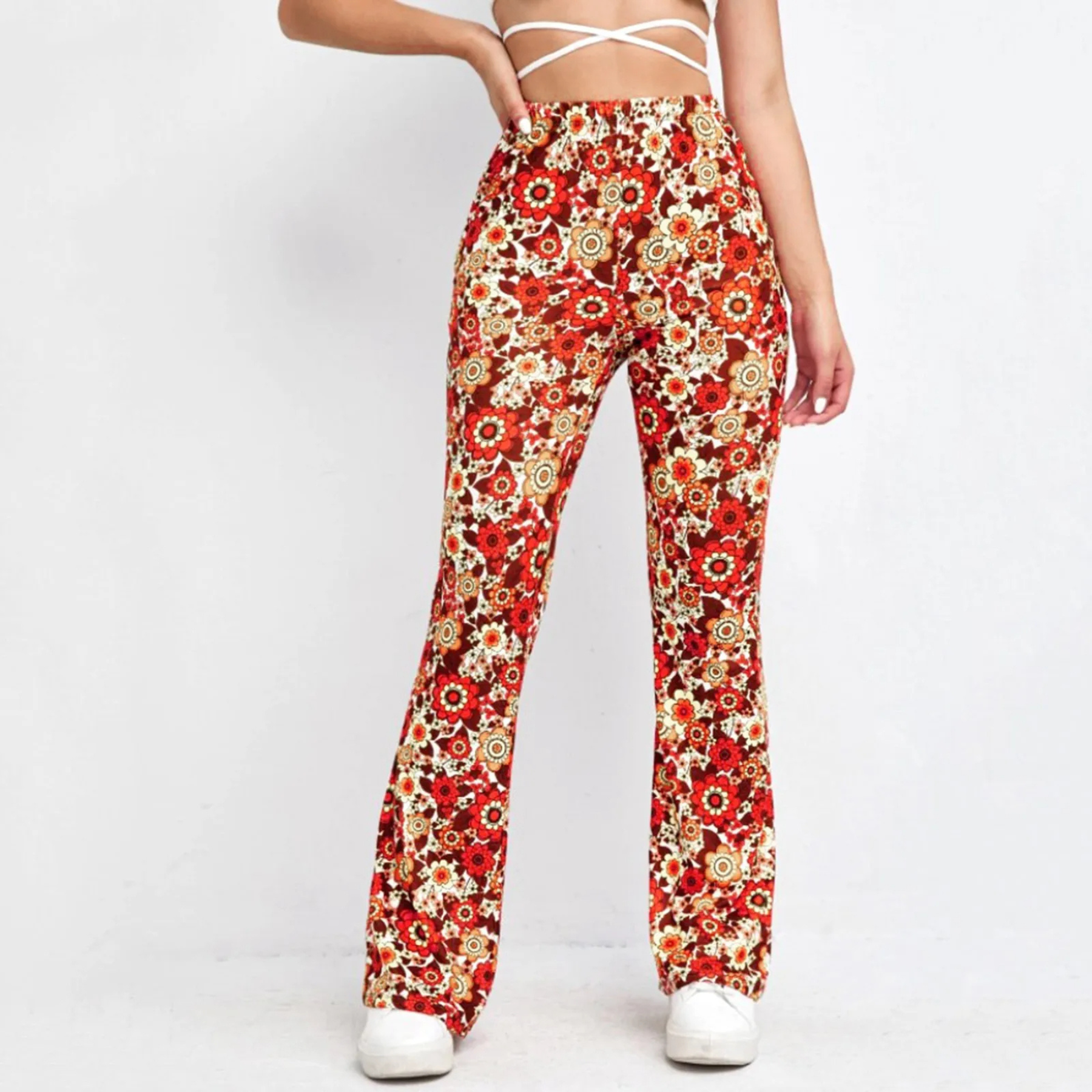 Dariela - Elegant Blossom Fit Woman's Flared Trousers