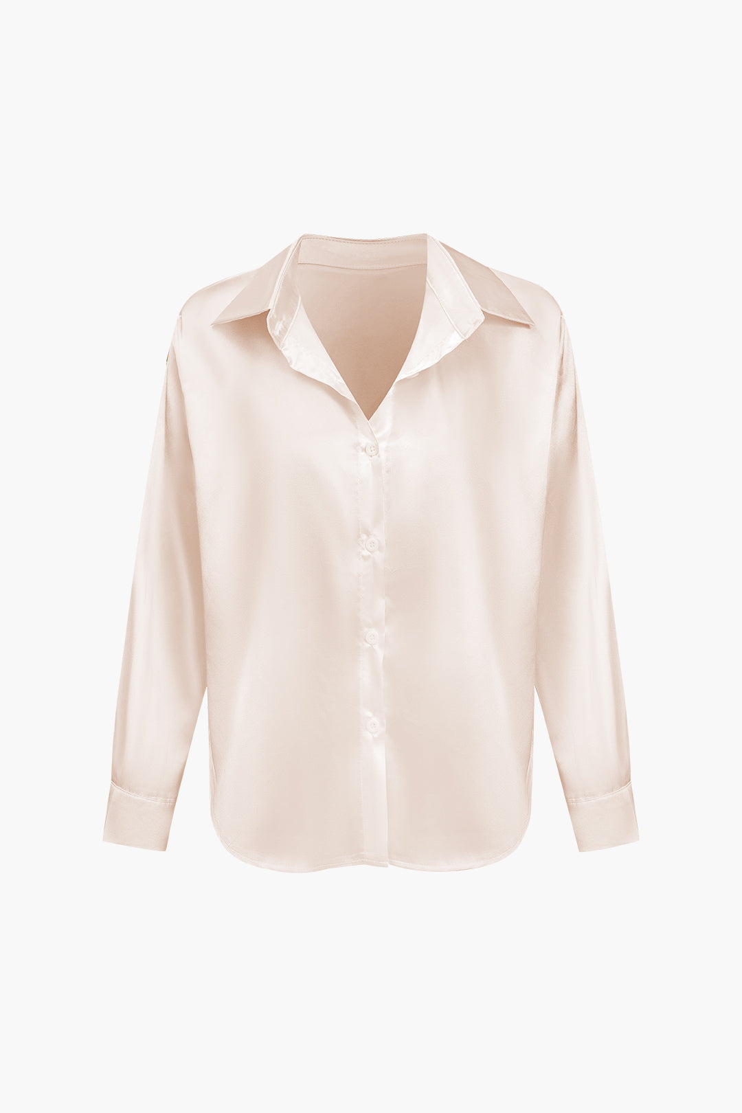 Basic Solid Satin Long-Sleeve Shirt Dreamardi