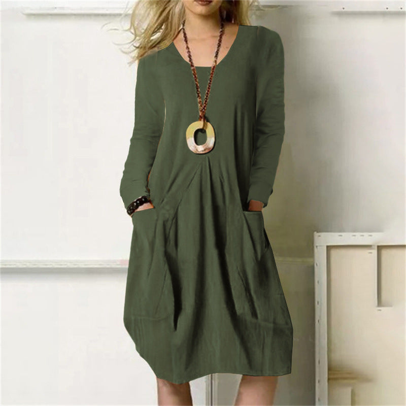 Thalassa - Relaxed Pocketed Style Woman's Midi Dress
