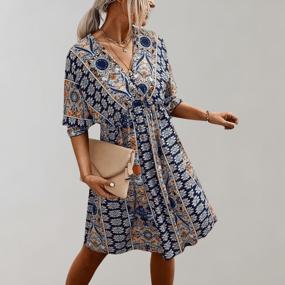 Zelina - Light & Flowing Beauty Woman's Mini Boho Dress