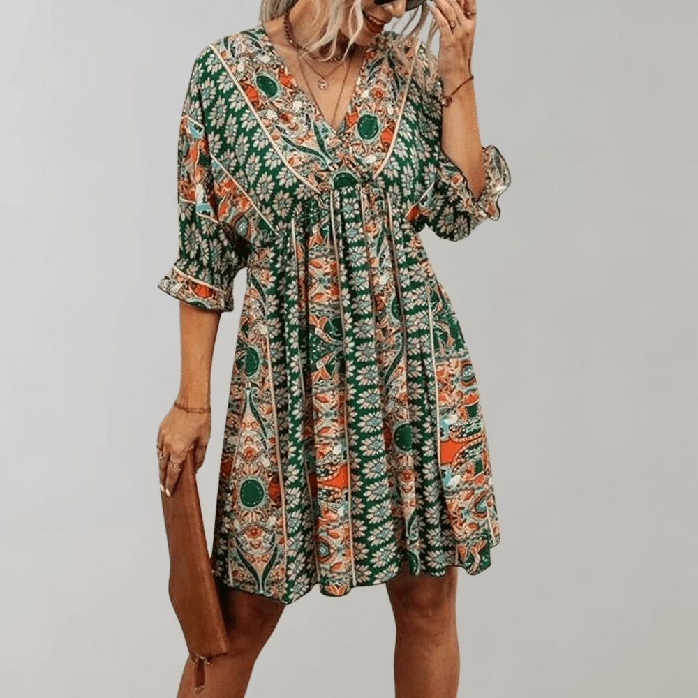 Zelina - Light & Flowing Beauty Woman's Mini Boho Dress