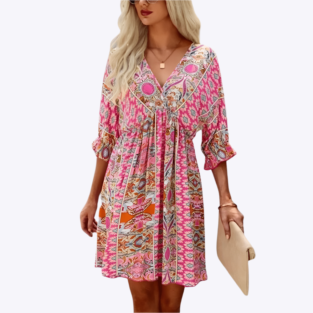 Zelina - Light & Flowing Beauty Woman's Mini Boho Dress