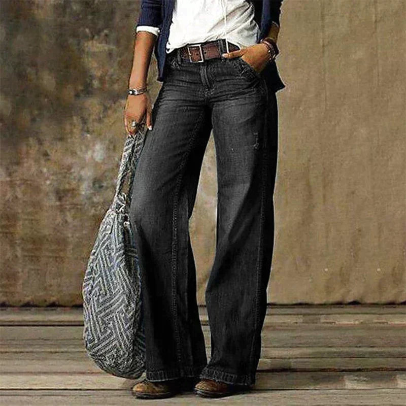 Elira - Modern Sophisticated Drape Woman's Wide Leg Trousers
