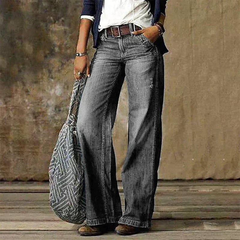 Elira - Modern Sophisticated Drape Woman's Wide Leg Trousers