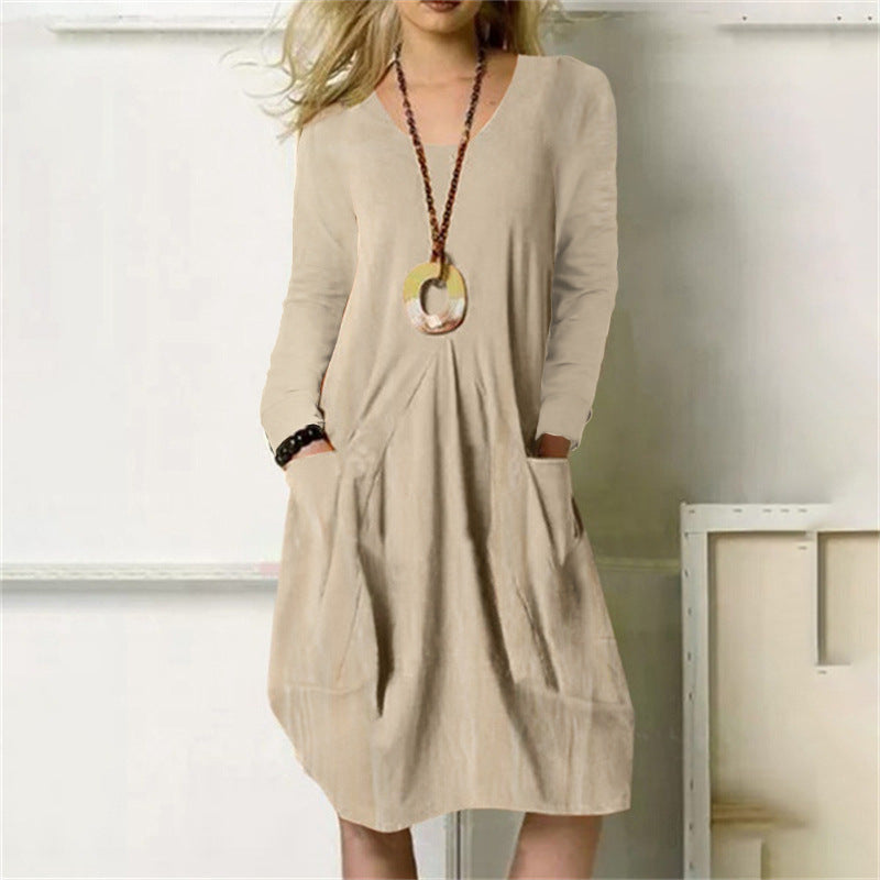 Thalassa - Relaxed Pocketed Style Woman's Midi Dress