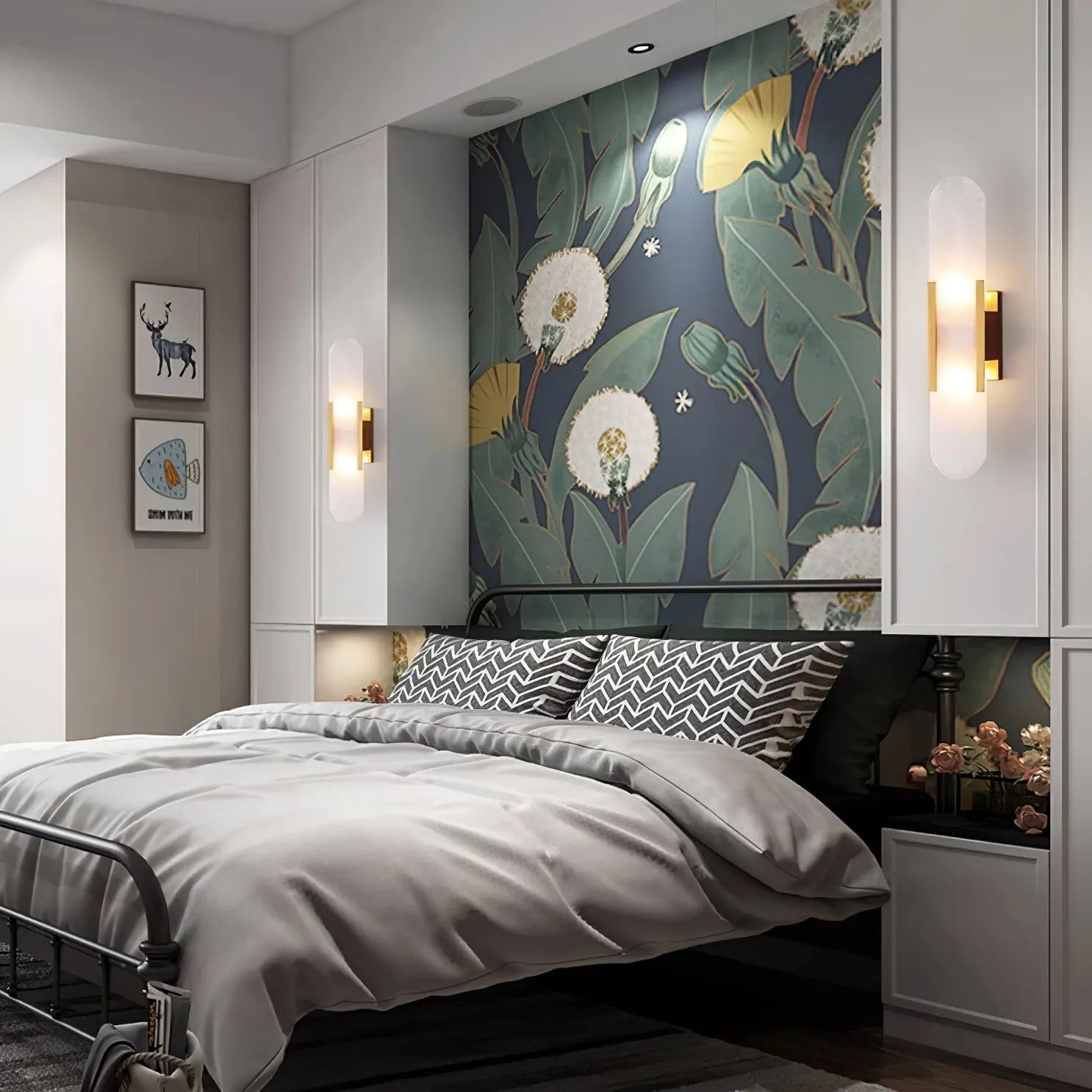 AlabasterGlow | Elegante Wandleuchte met Messing Accenten Dreamardi