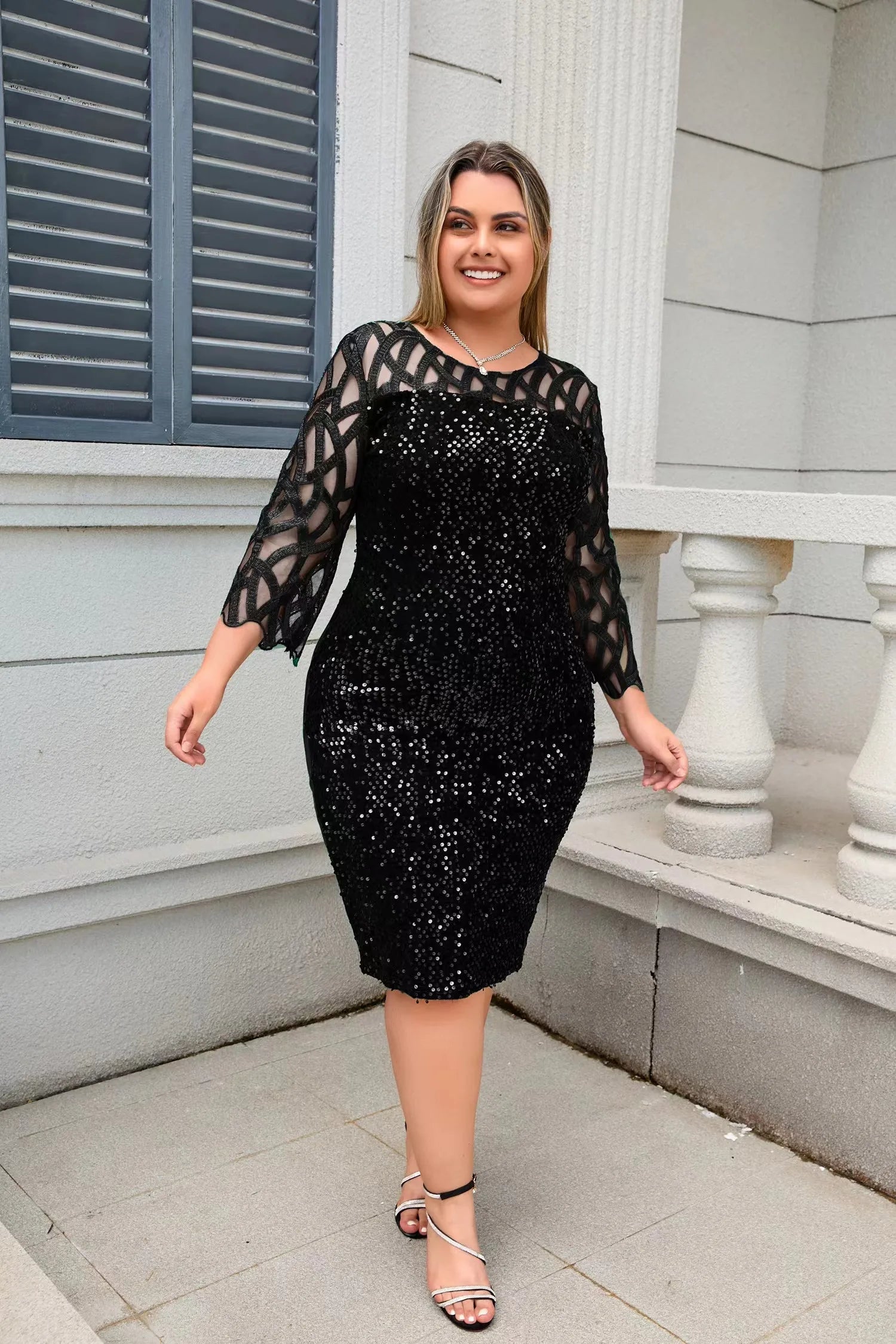 Florence - Casual Lace with Sequins Woman's Dress