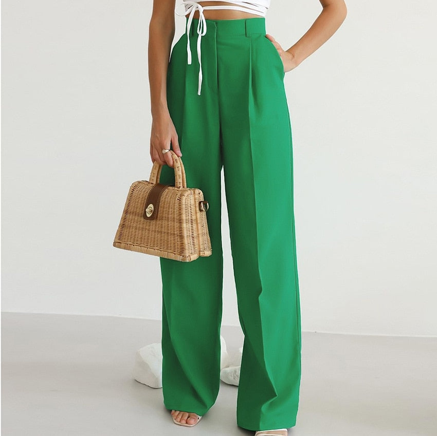 Vale - Timeless High-Waisted Woman's Wide-Leg Trousers
