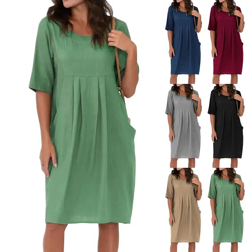 Juno - Elegant Leisure Style Woman's Midi Dress