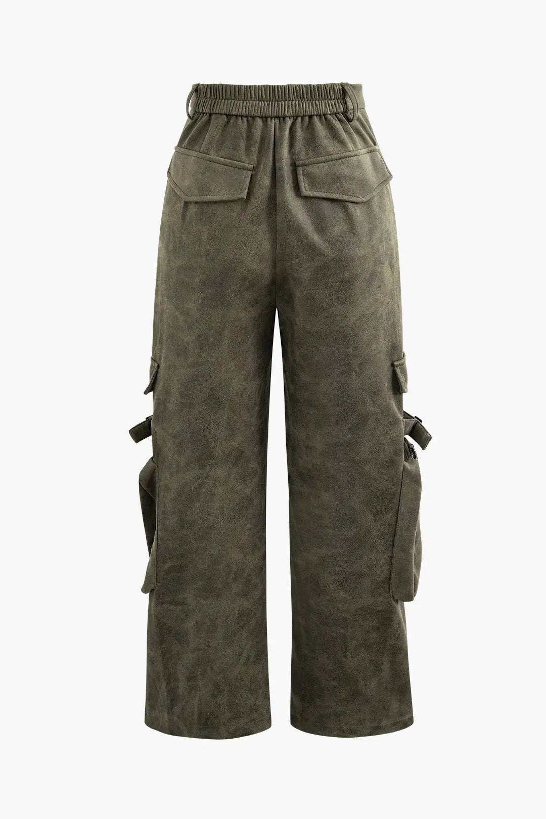 Faux Suede Multi Pocket Straight Leg Cargo Pants Dreamardi