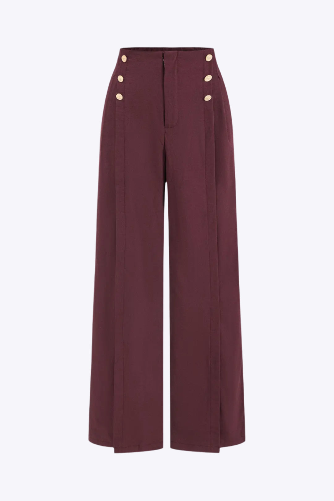Button Detail Wide-Leg Pants Dreamardi