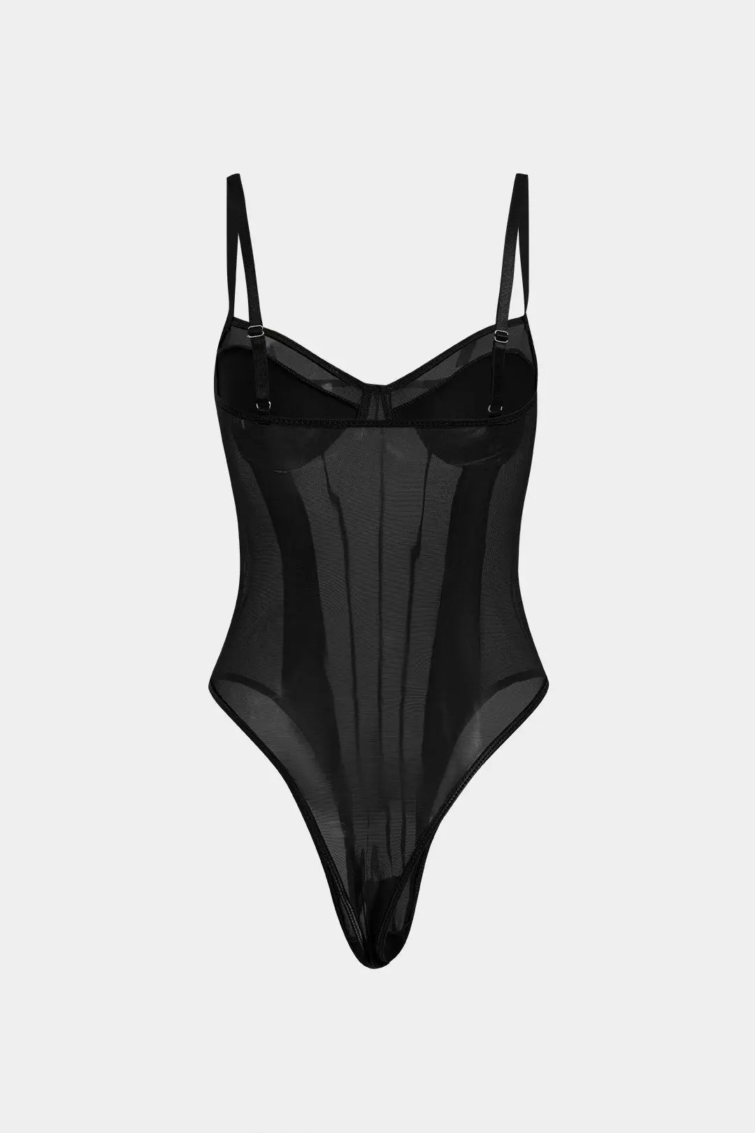 Mesh Backless Sheer Patchwork Corset Slip Bodysuit Dreamardi