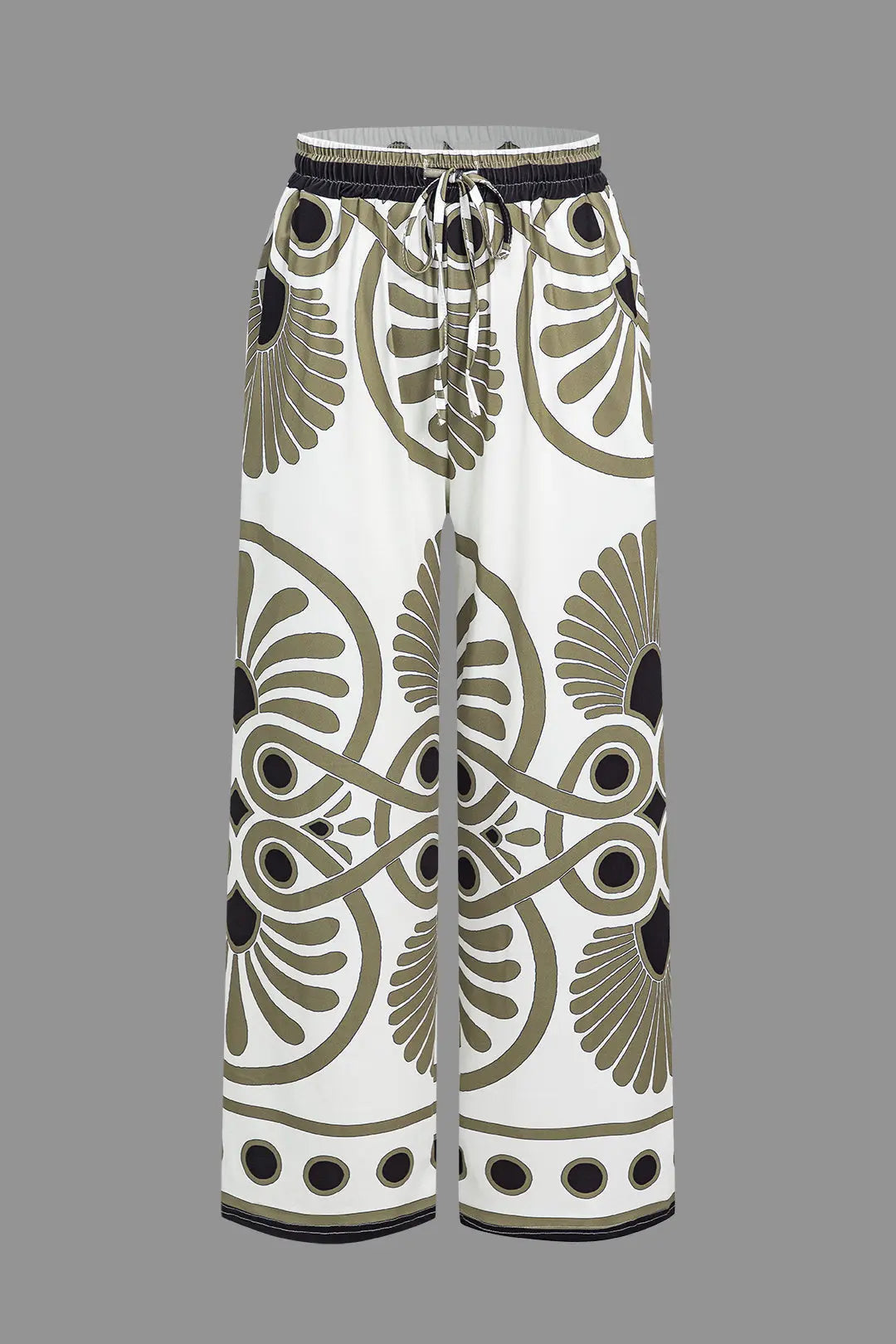 Abstract Print Drawstring Wide Leg Pants Dreamardi