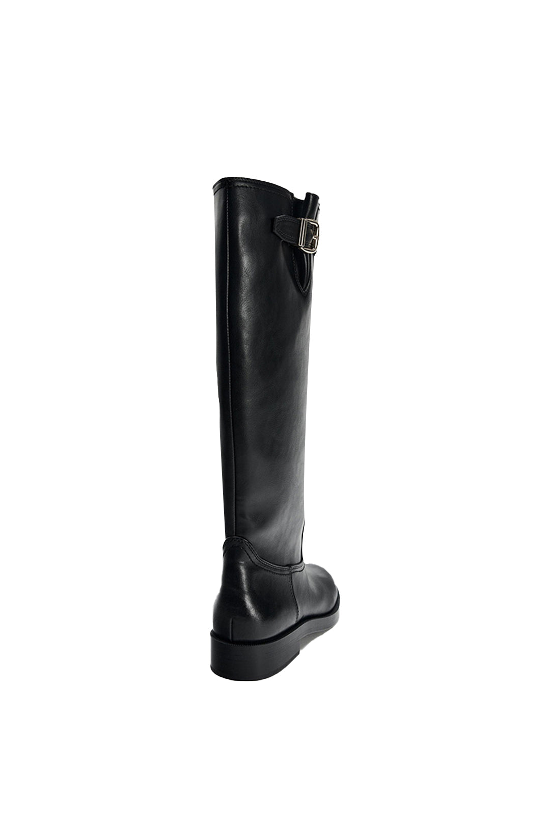 Faux Leather Chunky Heel Round Toe Mid Calf Boots Dreamardi