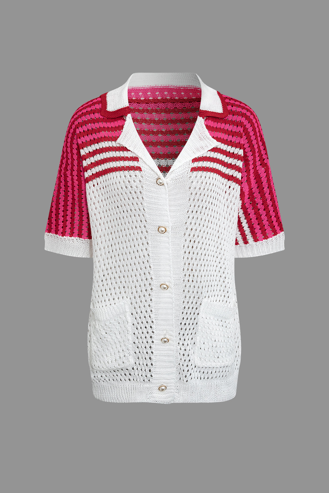 Striped Crochet Knit Cardigan and Shorts Set Dreamardi