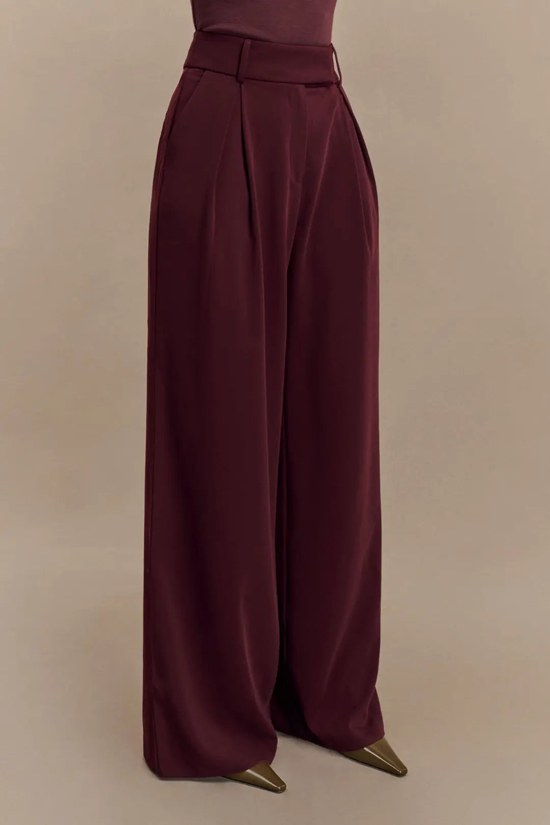 Solid Pleated Wide Leg Trousers Dreamardi