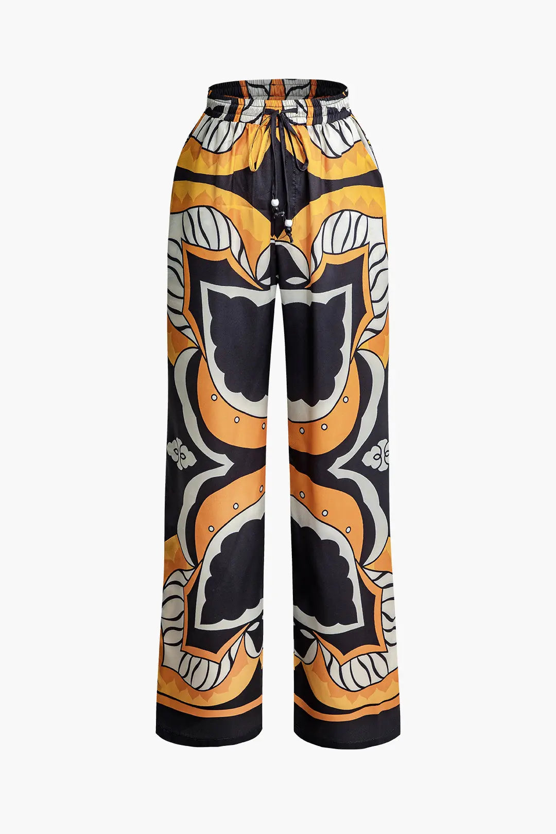 Printed Drawstring Waist Straight Leg Pants Dreamardi