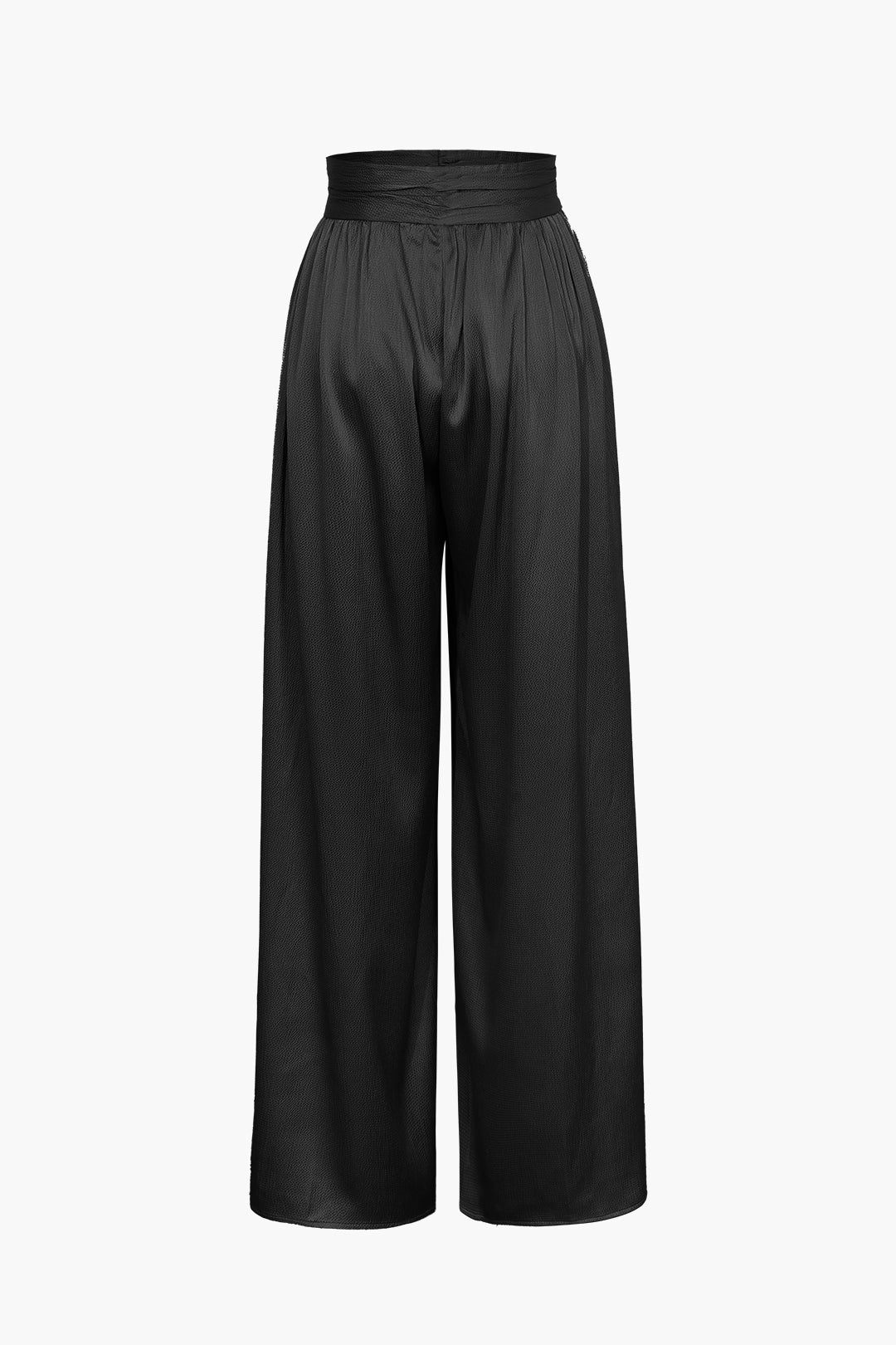 Basic Heavy Satin High Waisted Wide Leg Pants Dreamardi