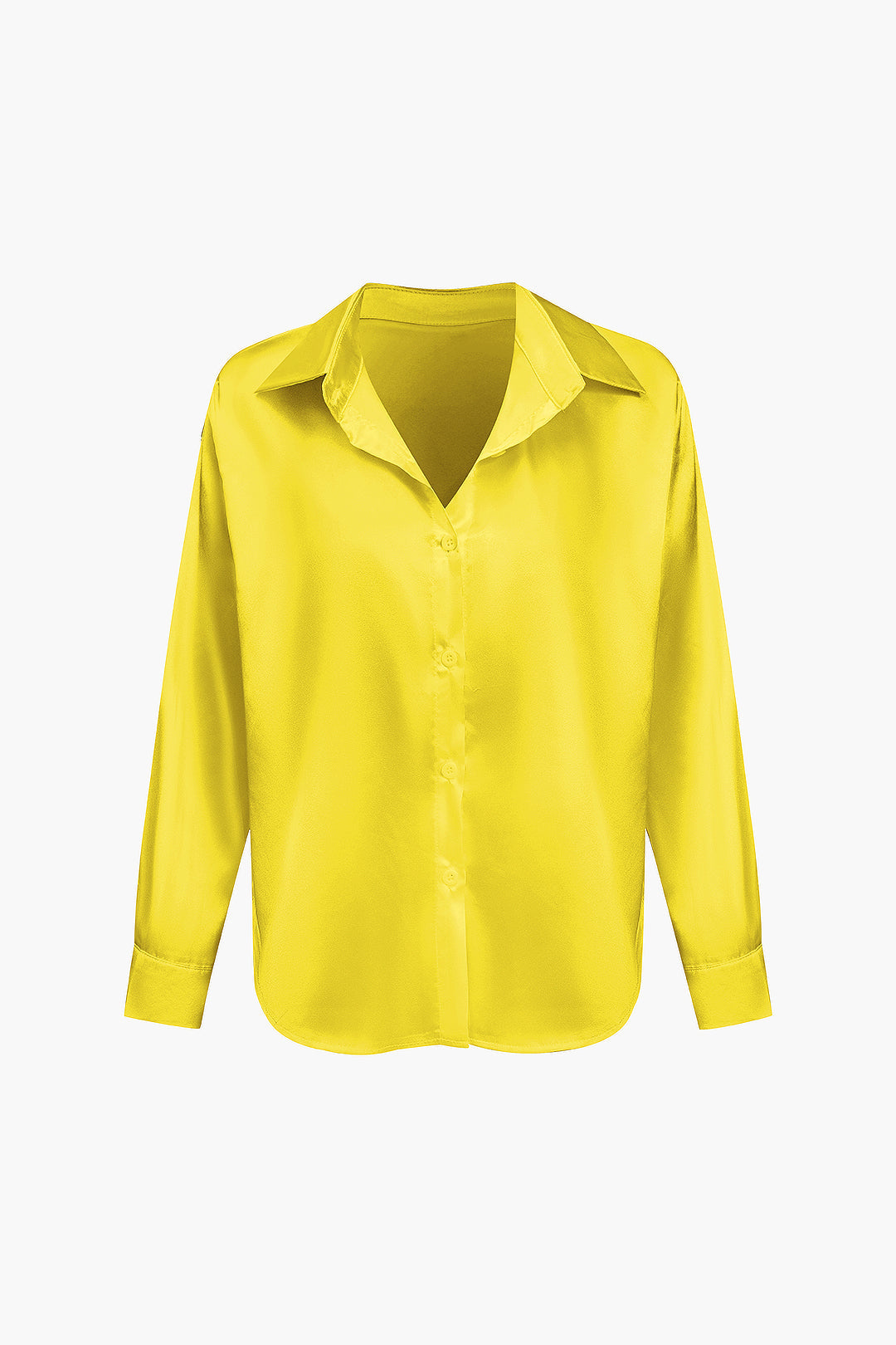 Basic Solid Satin Long-Sleeve Shirt Dreamardi