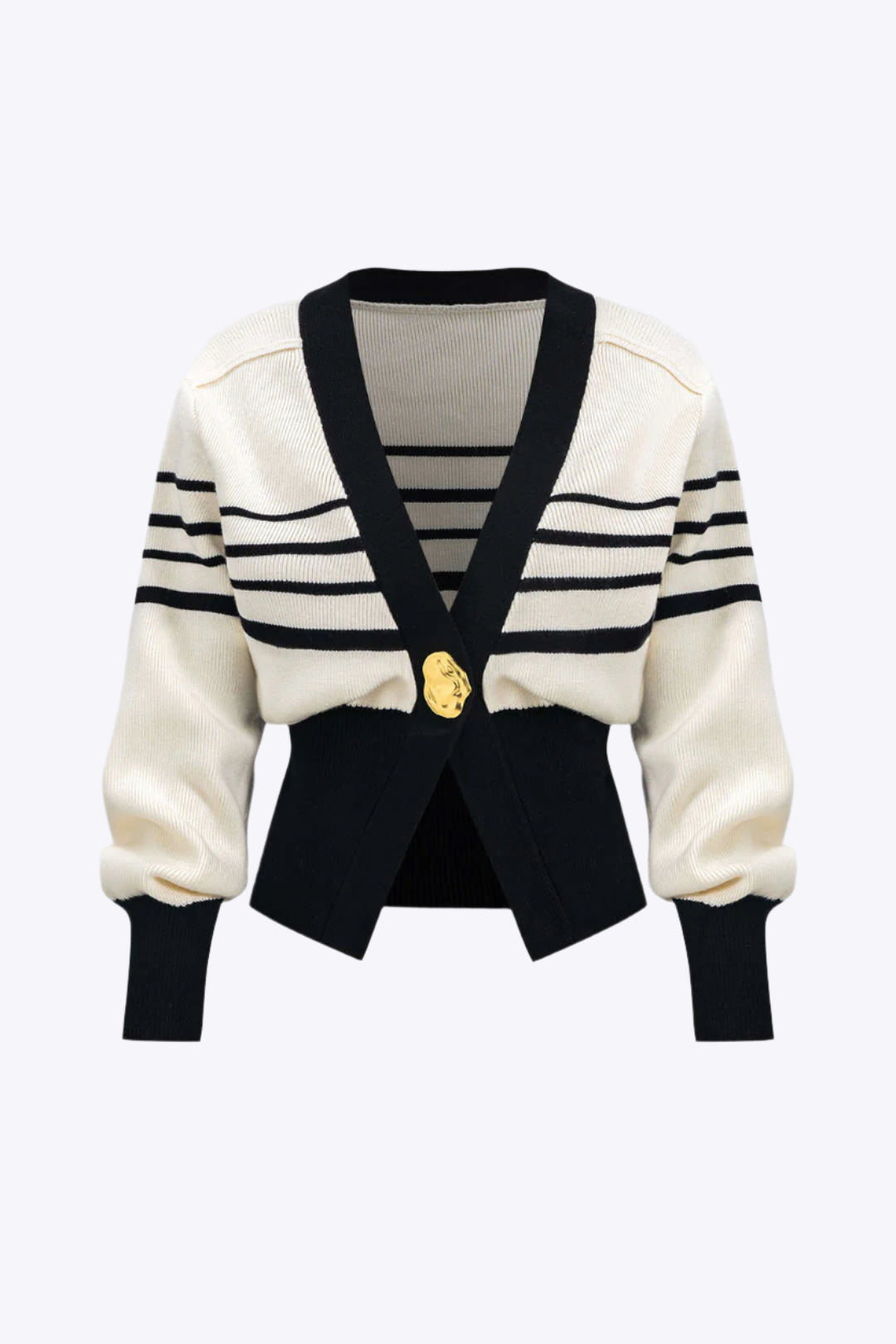 Contrast Knit Metallic Button Cardigan Dreamardi