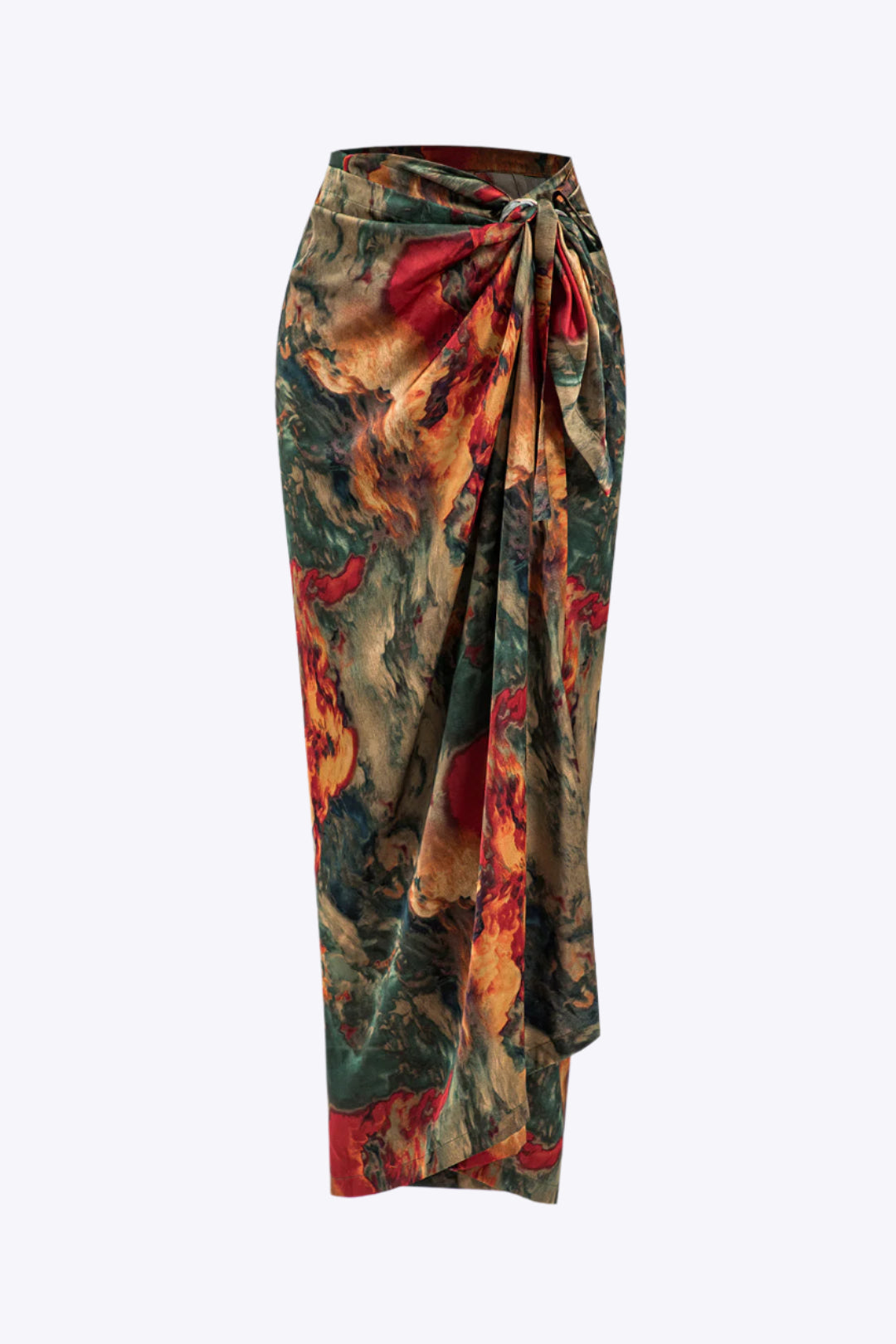 Satin Floral Print Tie Front Skirt Dreamardi