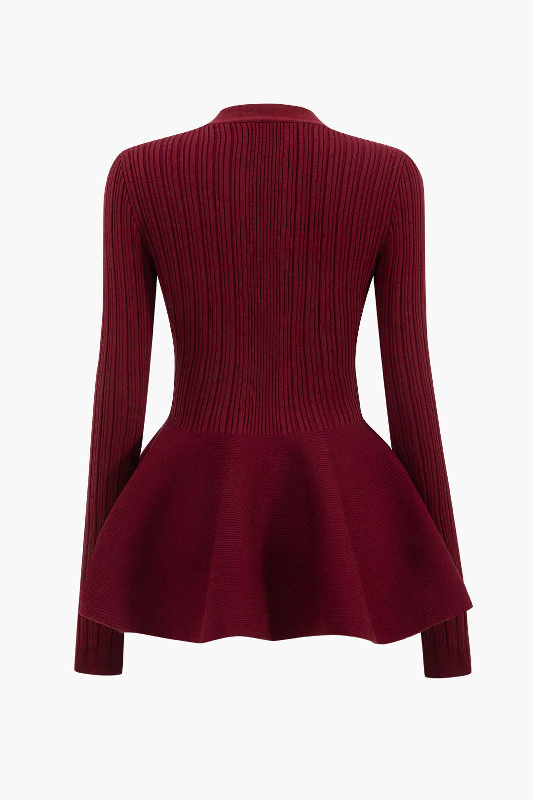 Solid V-neck Puff Hem Sweater Cardigan Dreamardi