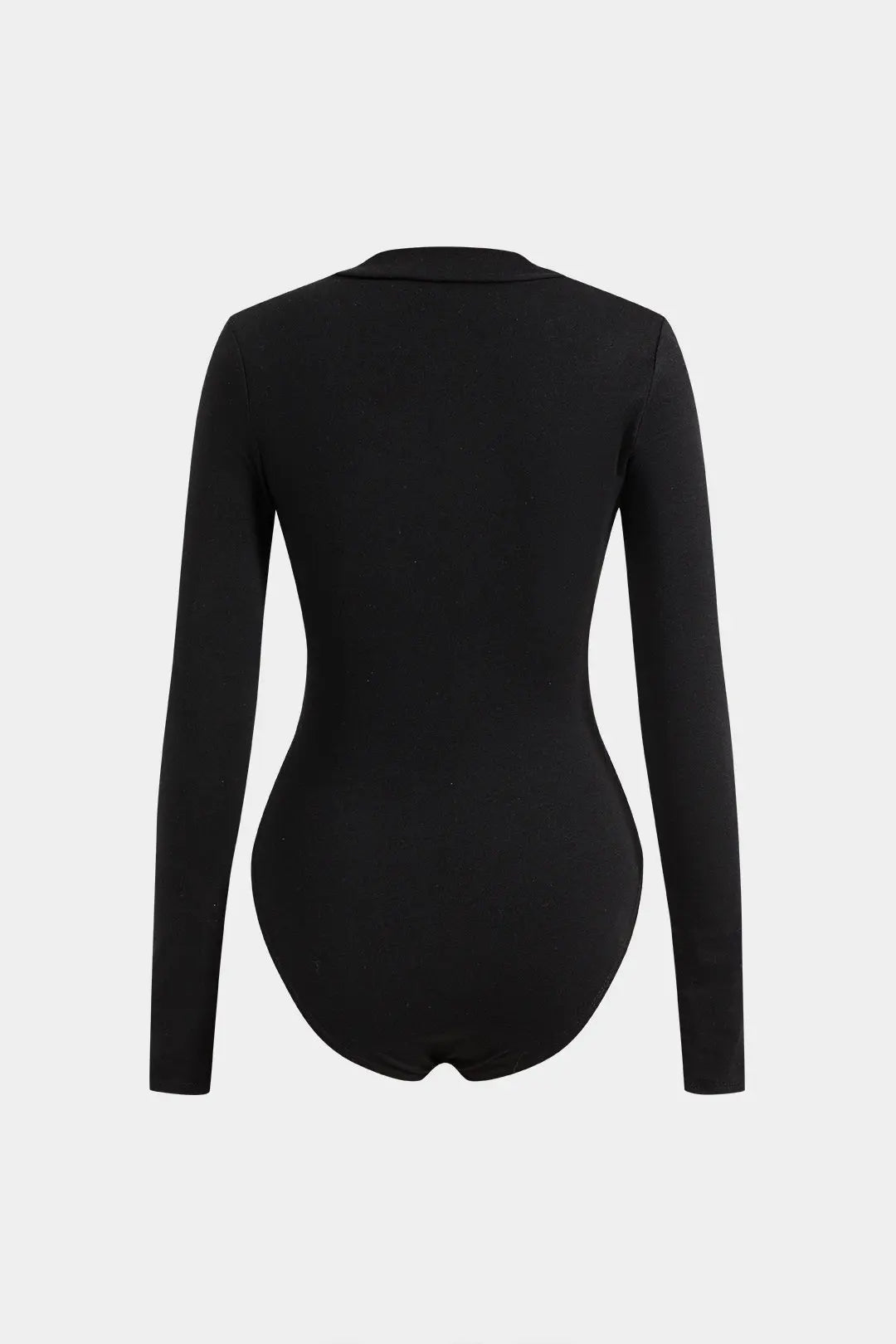 Faux Leather Crossed V-Neck Long Sleeve Bodysuit Dreamardi