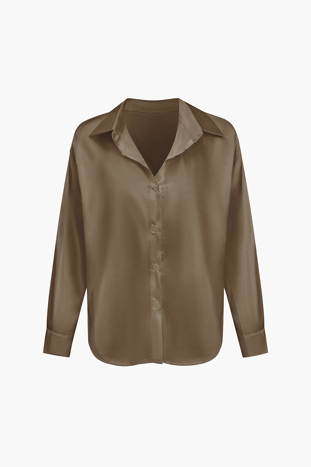 Basic Solid Satin Long-Sleeve Shirt Dreamardi
