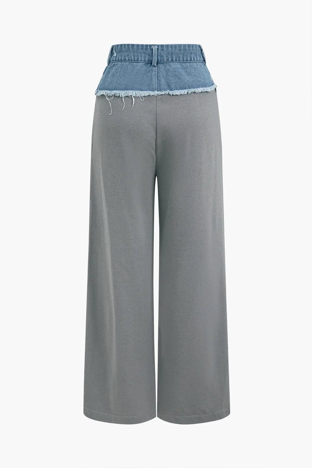 Denim Patchwork Wide Leg Trousers Dreamardi