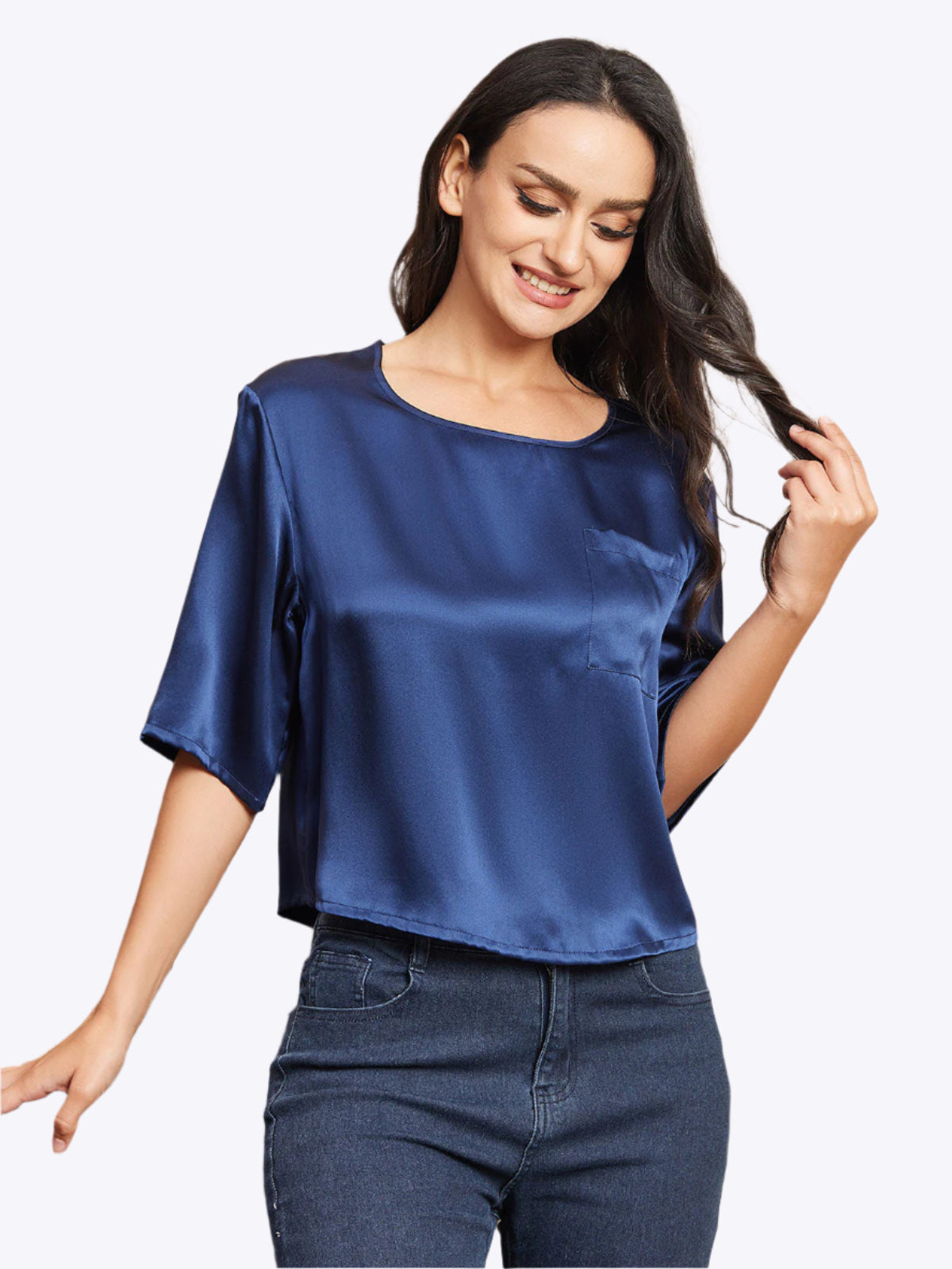 Zuivere Zijde Casual Halve Mouw Dames T-Shirt Dreamardi