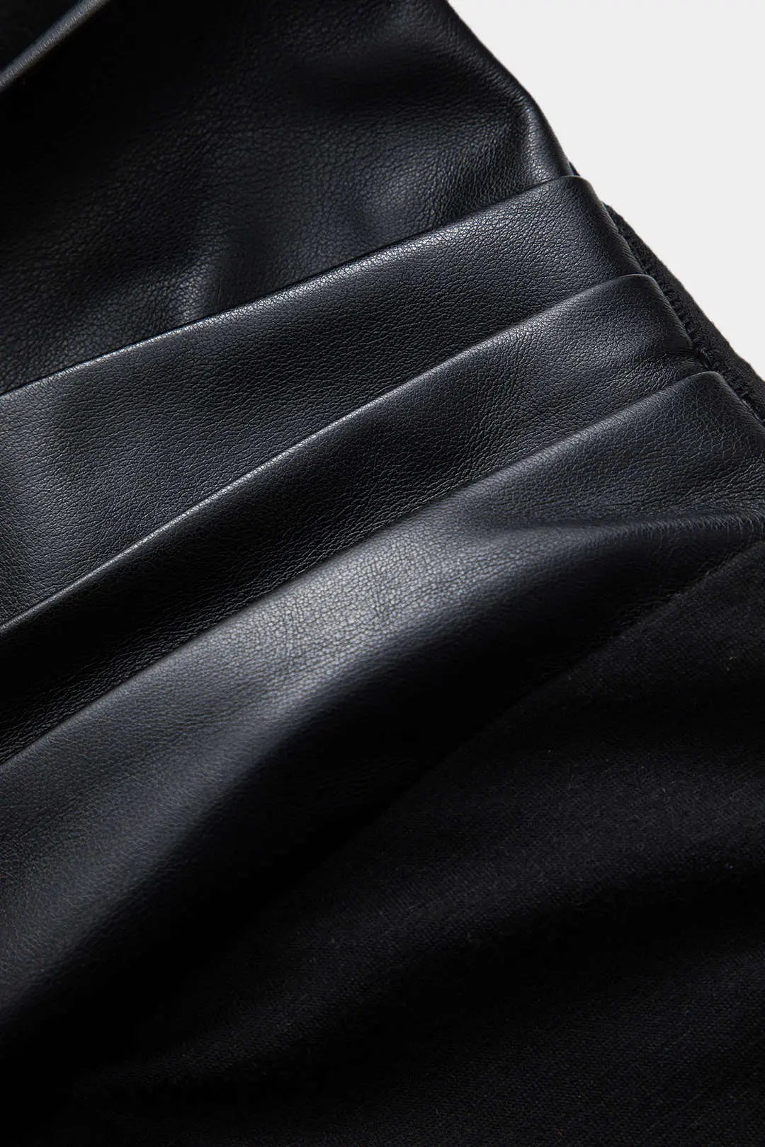 Faux Leather Crossed V-Neck Long Sleeve Bodysuit Dreamardi