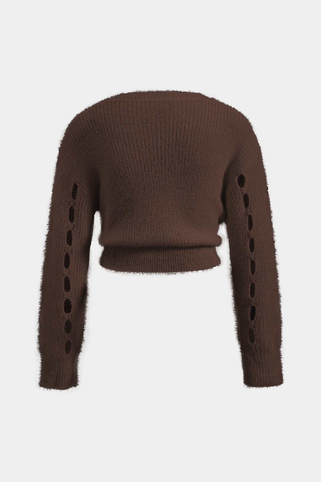 Plus Size Knit Button Cut Out Long-Sleeve Cardigan Dreamardi