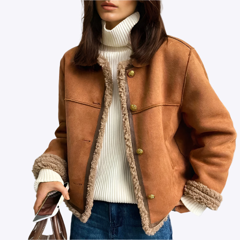 Lavana - Elegant Vintage Appeal Woman's Sheepskin Button Jacket