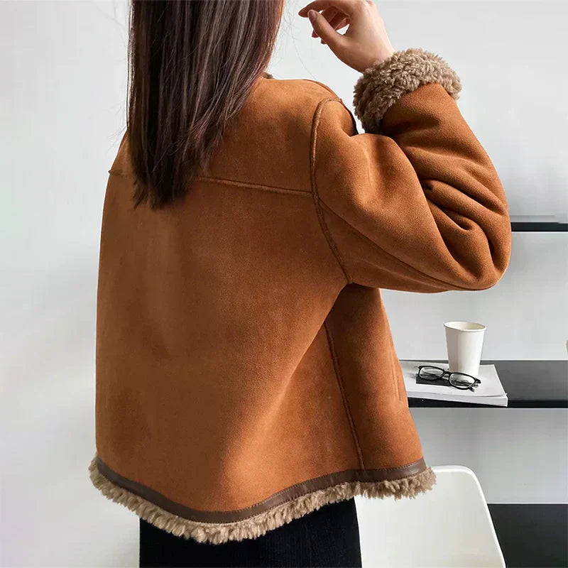 Lavana - Elegant Vintage Appeal Woman's Sheepskin Button Jacket