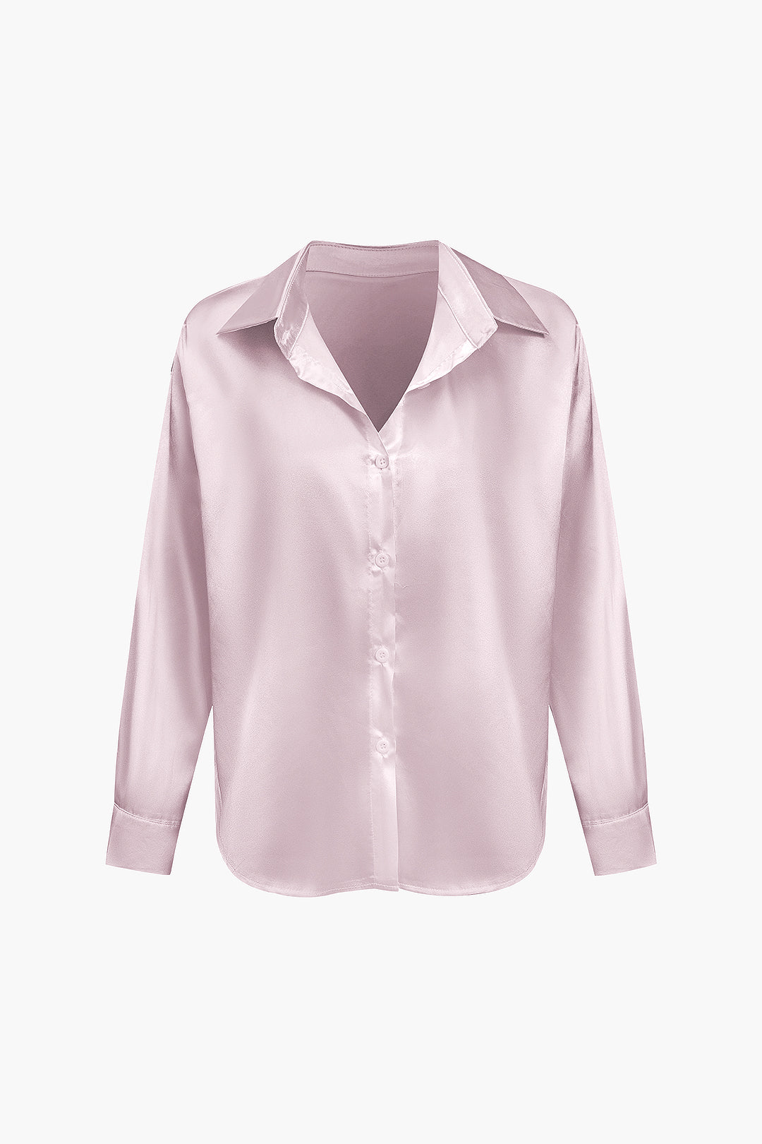 Basic Solid Satin Long-Sleeve Shirt Dreamardi