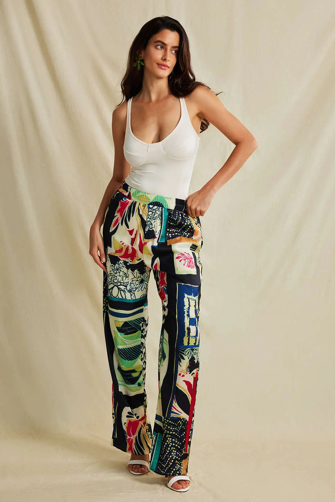 Floral Print High Waisted Straight Leg Pants Dreamardi