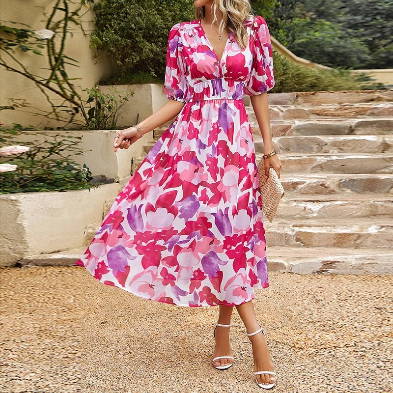Delilah - Chic Casual Modern Style Woman's Midi Dress