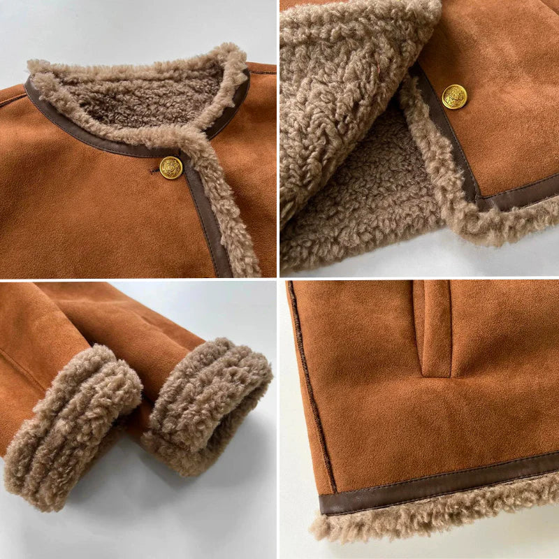 Lavana - Elegant Vintage Appeal Woman's Sheepskin Button Jacket
