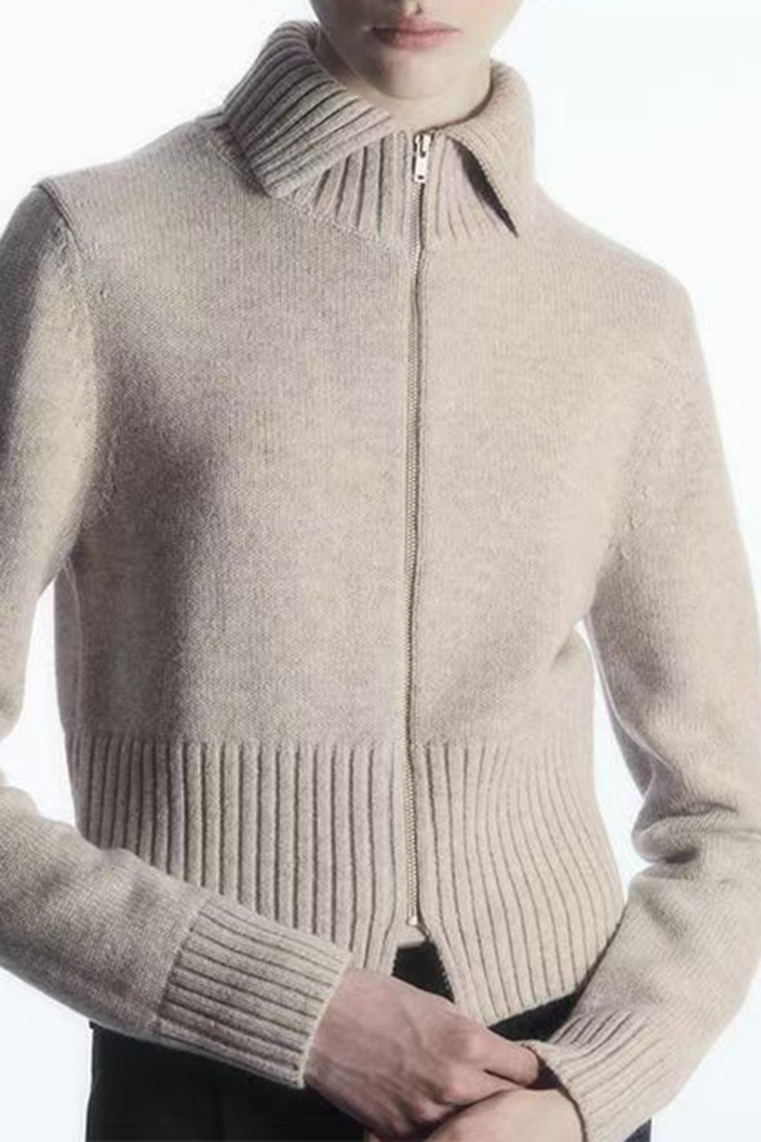 Solid Wool Zipper Cardigan Dreamardi