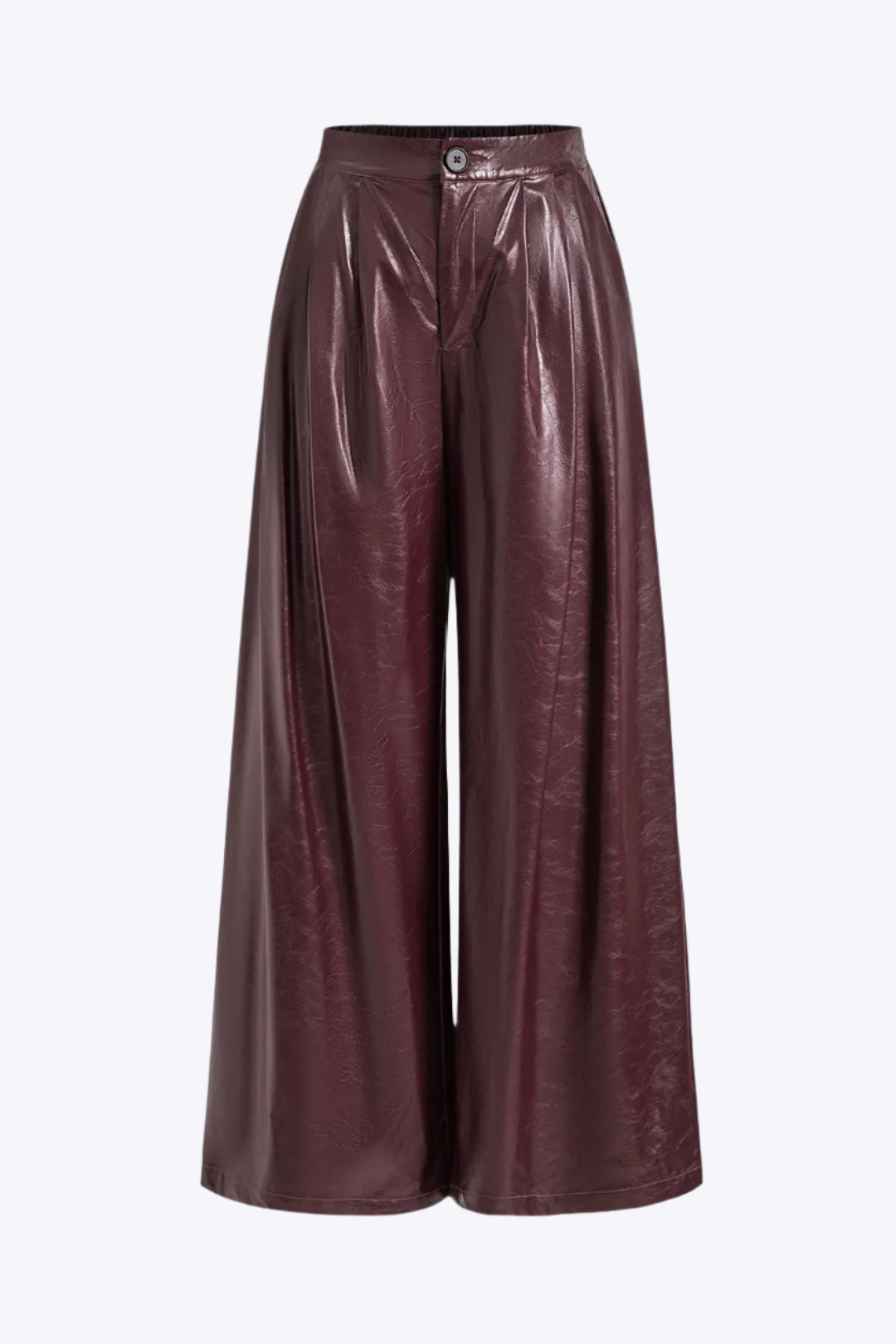 Faux Leather Button High Waist Pocket Trousers Dreamardi