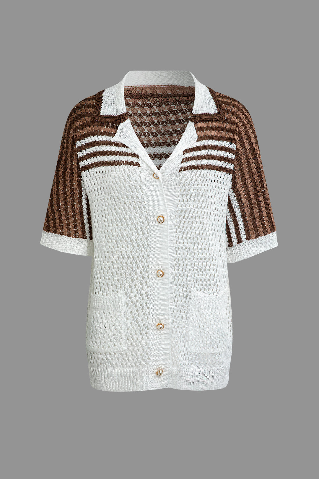 Striped Crochet Knit Cardigan and Shorts Set Dreamardi