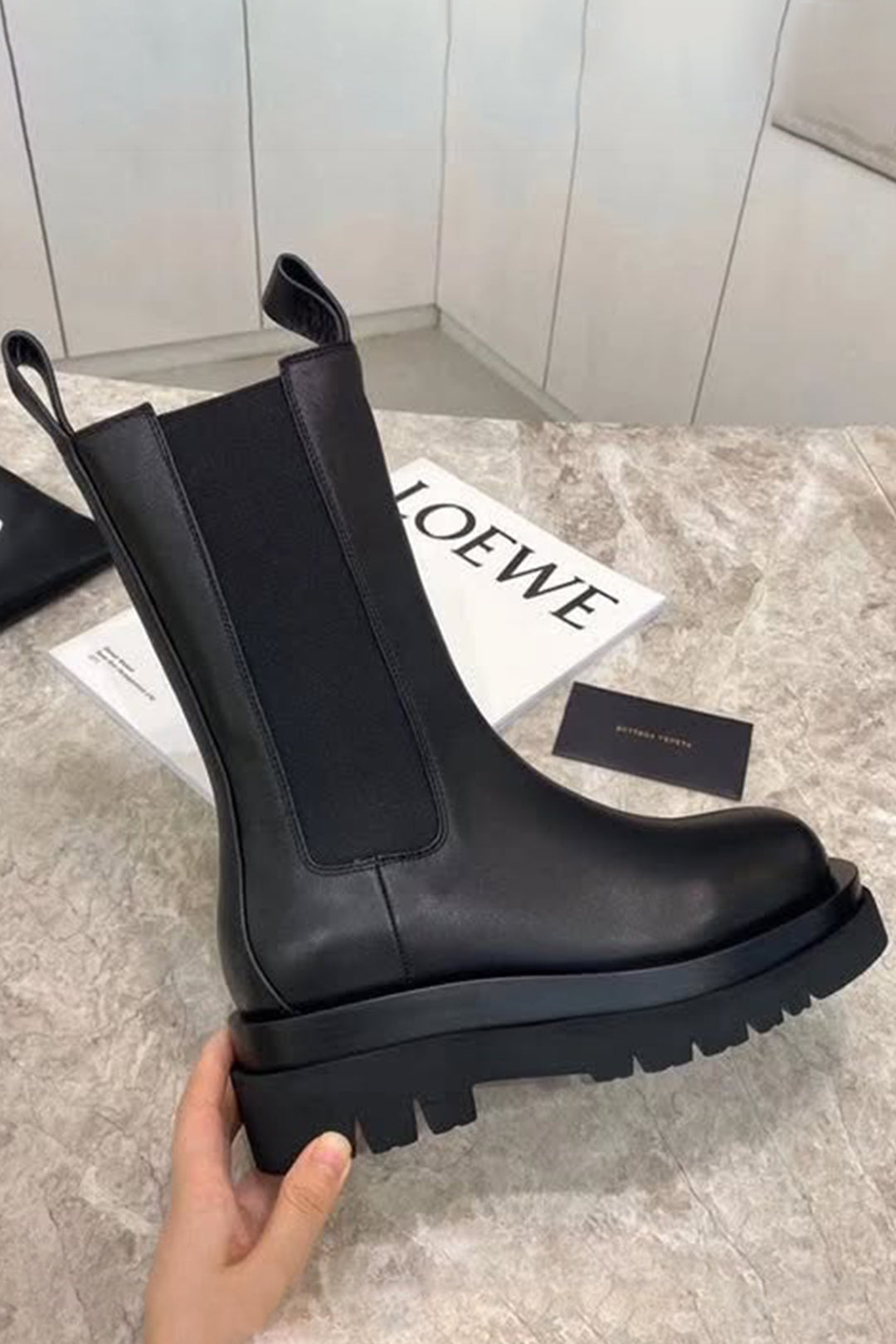 Faux Leather Patchwork Ankle Boots Dreamardi