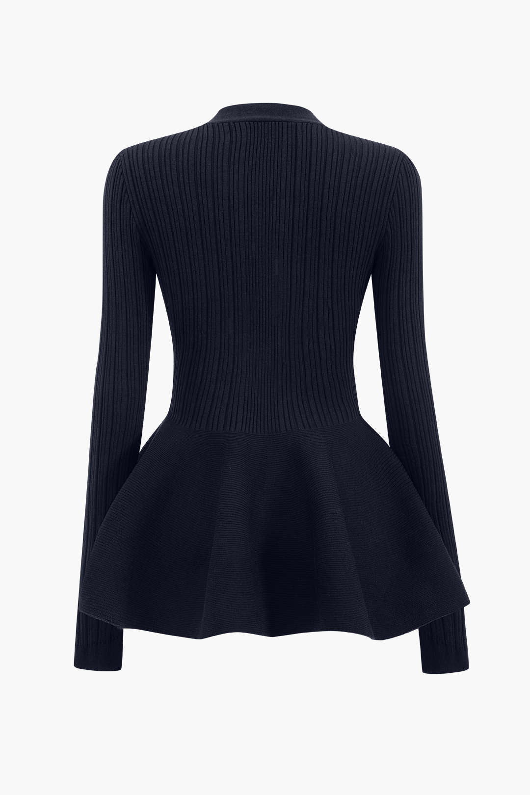 Solid V-neck Puff Hem Sweater Cardigan Dreamardi