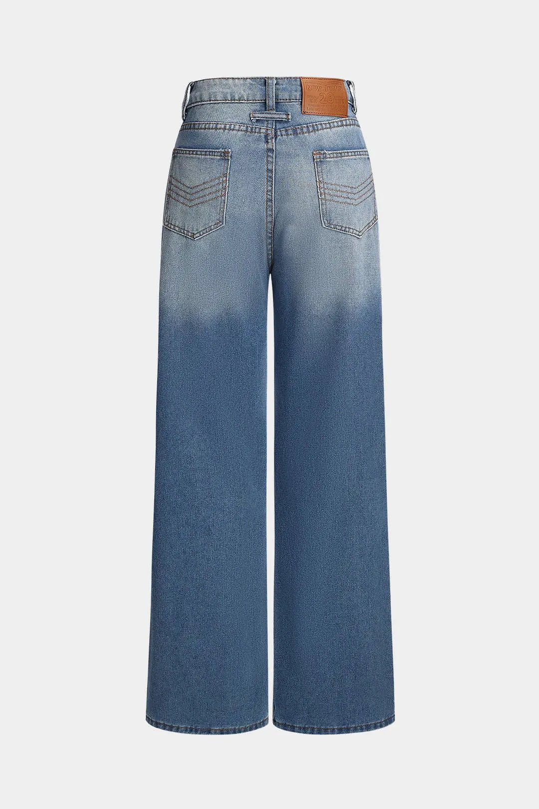 Denim Button High Waist Straight Leg Jeans Dreamardi