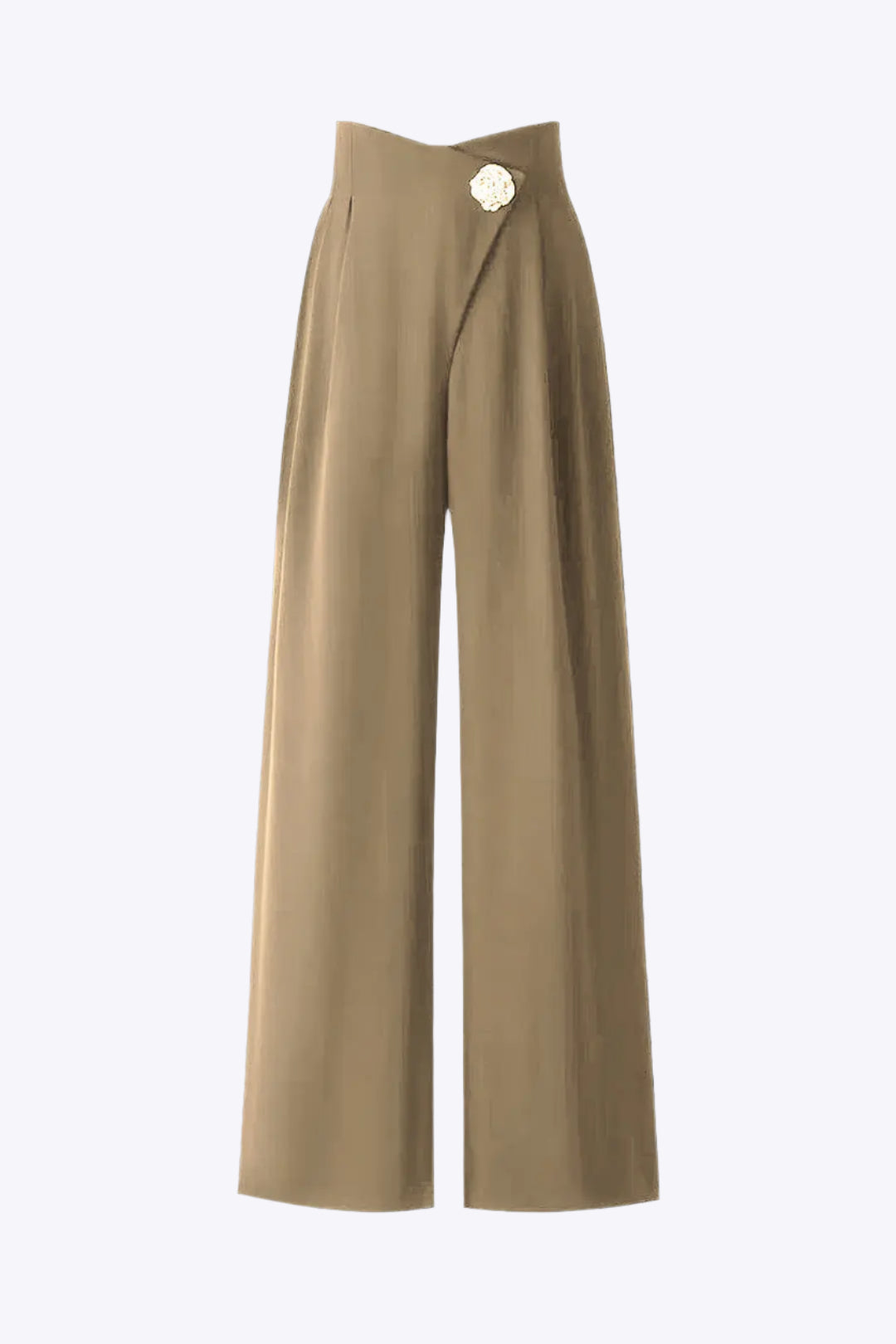 Metallic Pocket Crossed High Waist Wide Leg Trousers Dreamardi