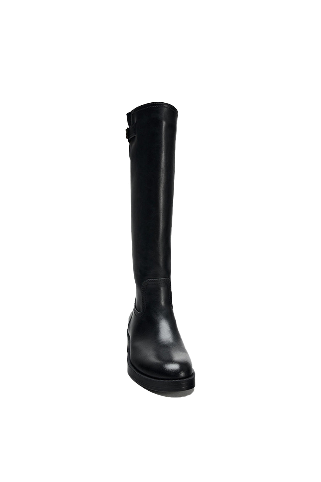 Faux Leather Chunky Heel Round Toe Mid Calf Boots Dreamardi