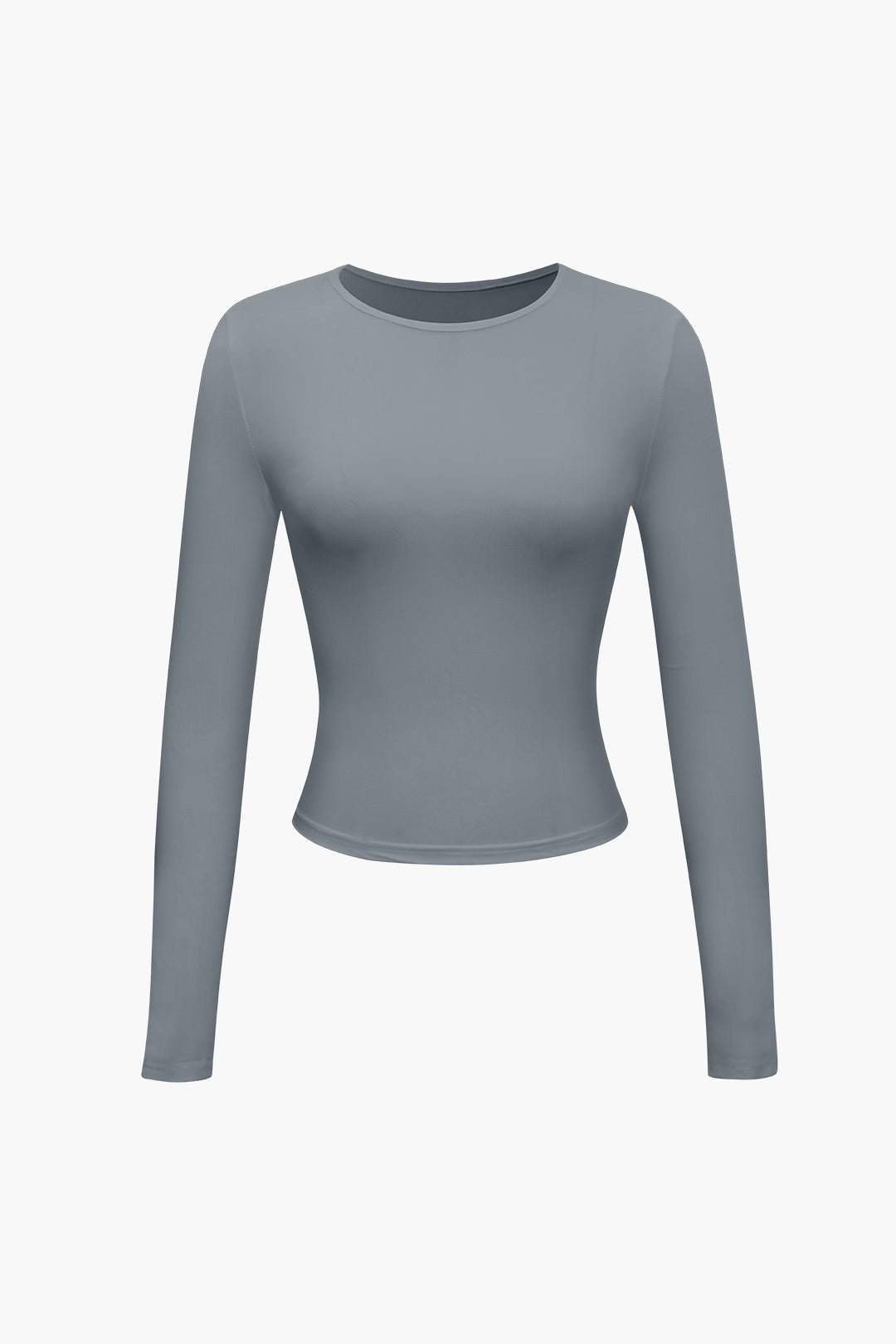 Basic Solid Round Neck Long Sleeve Top Dreamardi